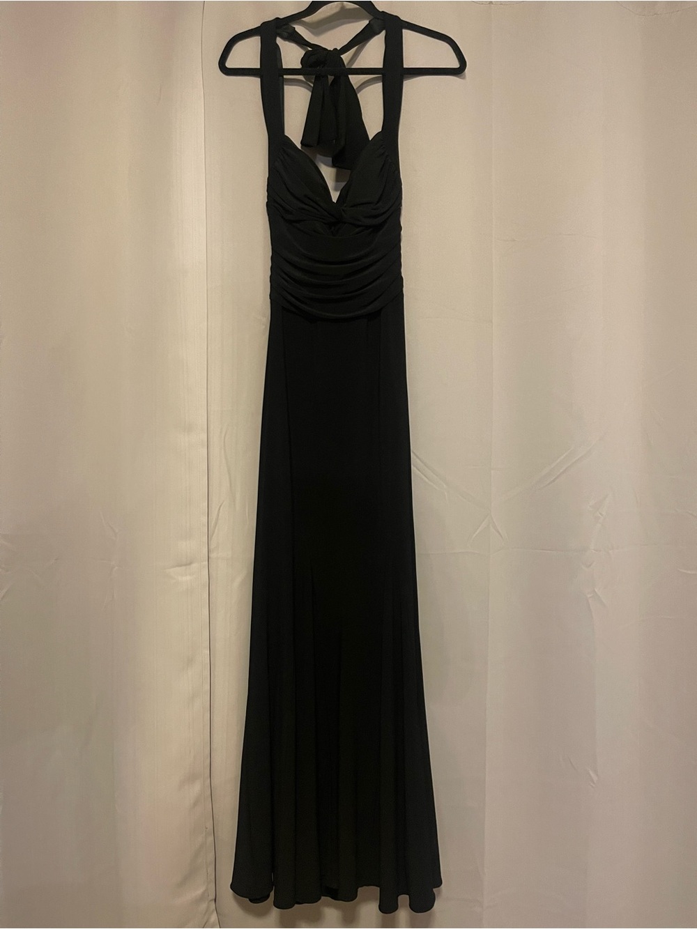 Niki Lavis Black Halter Formal Dress with Ruched Bodice
